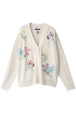 フラワー刺繍ニットカーディガン
