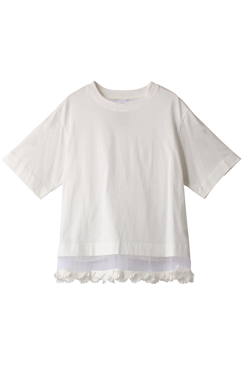 MUVEIL フラワーパーツTシャツ (ホワイト, 38) ミュベール ELLE SHOP