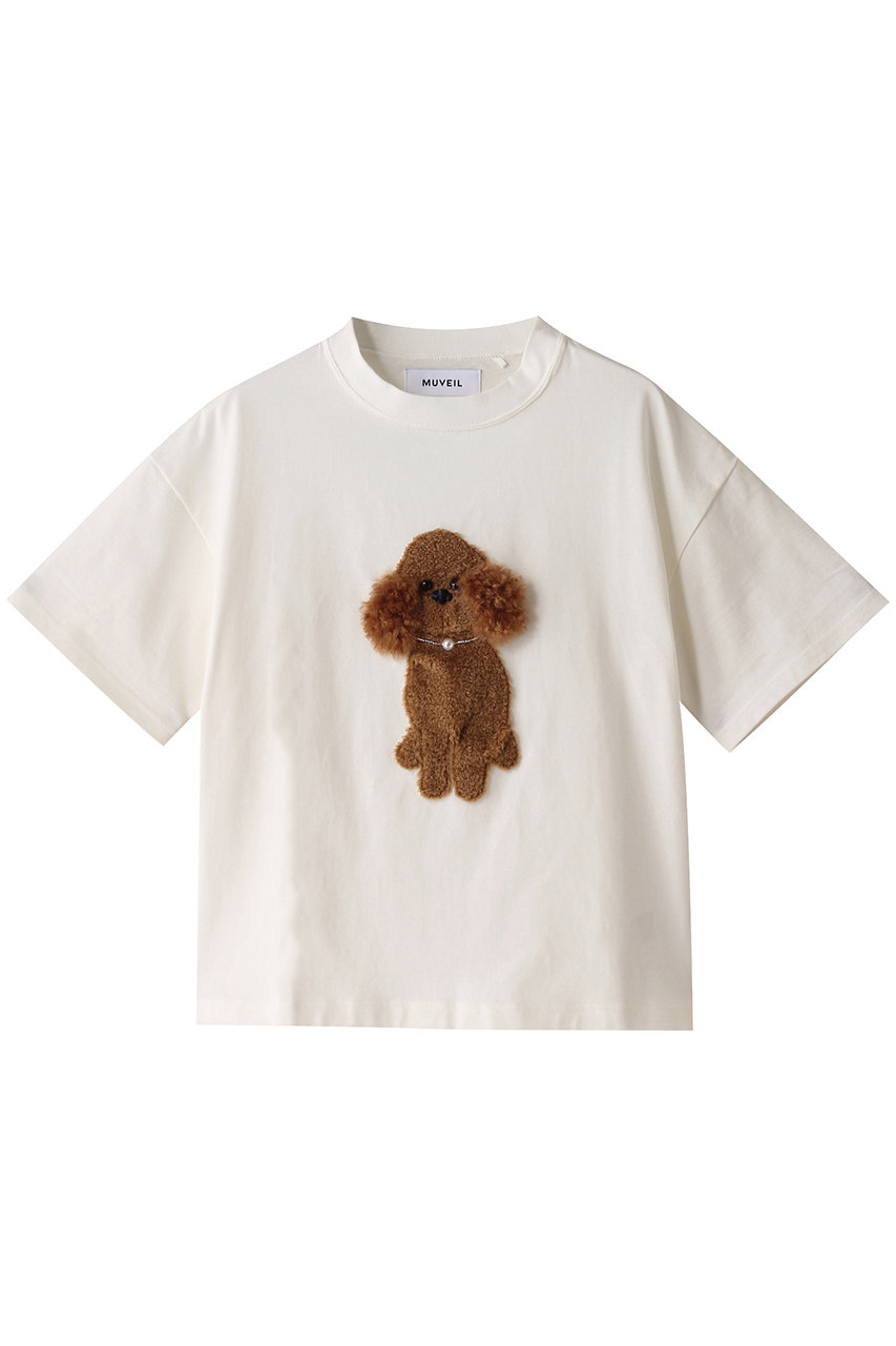 MUVEIL 【ELLE SHOP 15th限定】トイプードルアップリケTシャツ (ホワイト, 36) ミュベール ELLE SHOP