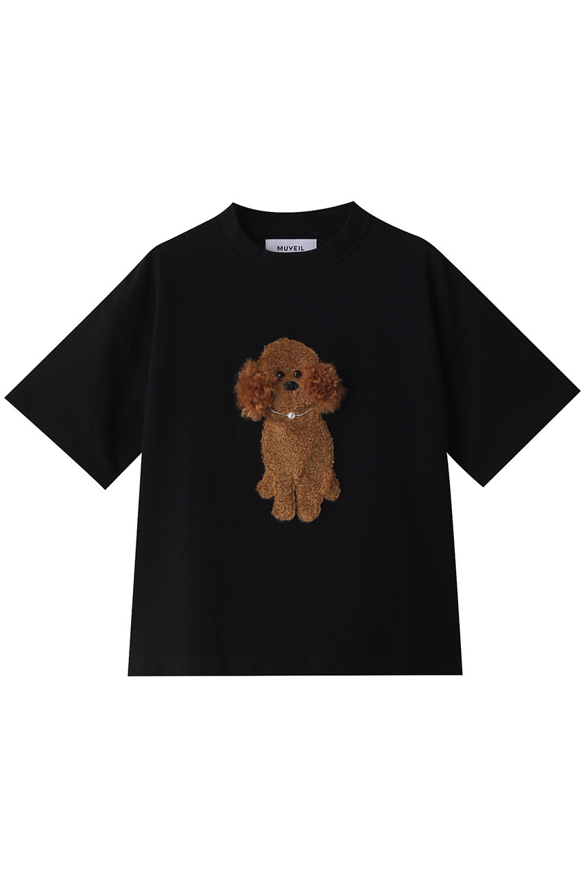 MUVEIL 【ELLE SHOP 15th限定】トイプードルアップリケTシャツ (ブラック, 36) ミュベール ELLE SHOP