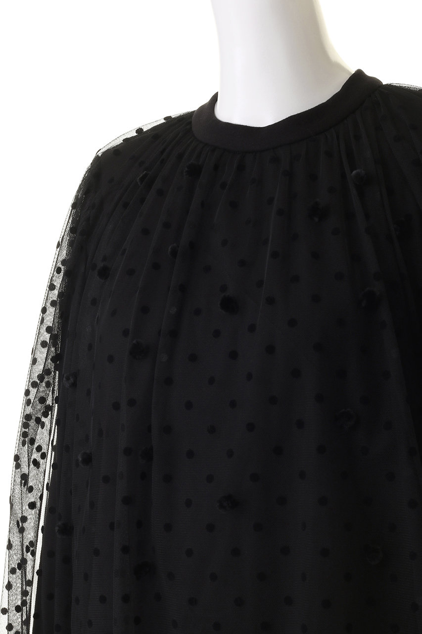 MUVEIL ドット柄チュールカットソー　ブラック MUVEIL ドット柄チュールカットソーブラック