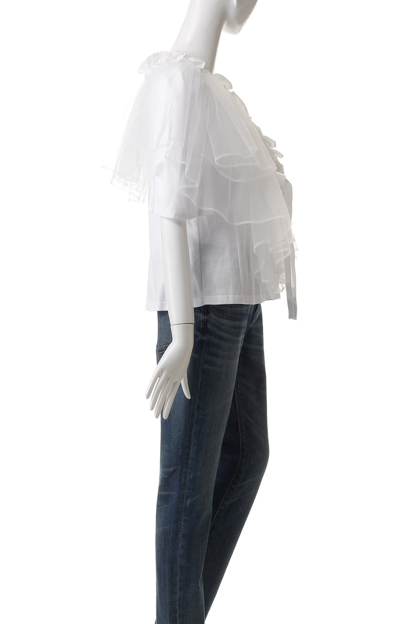 MUVEIL(ミュベール)｜チュールパーツ付きTシャツ/ホワイト の通販