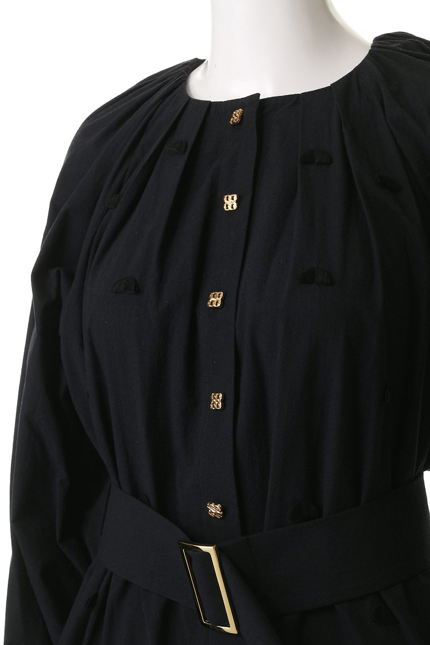 MUVEIL(ミュベール)｜幾何学モチーフワンピース/ブラック の通販