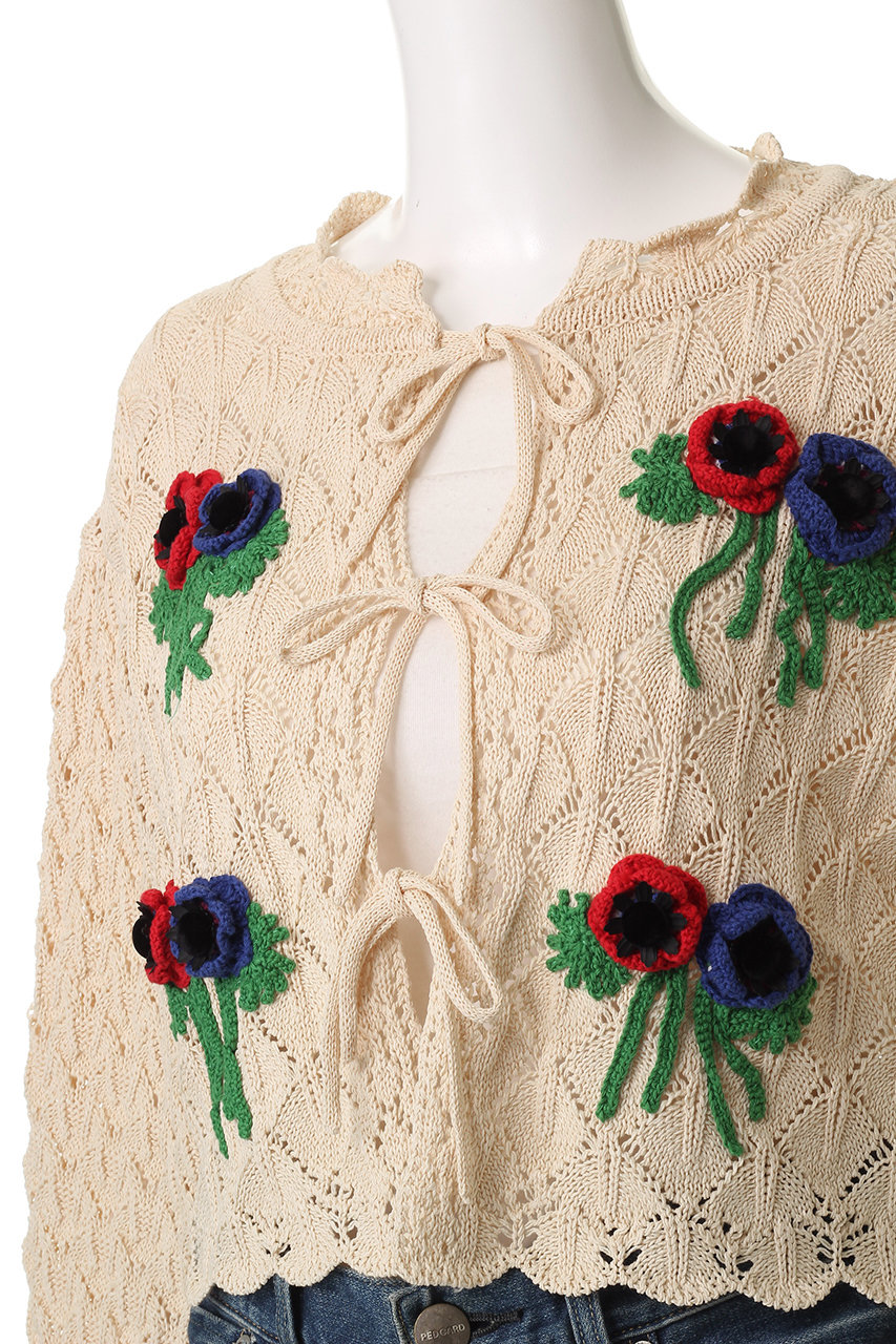 【2025✨未使用】ミュベール ビジュー カーディガン フラワー ミュベール25年秋冬、“ビジューリボン”煌めくラメファー