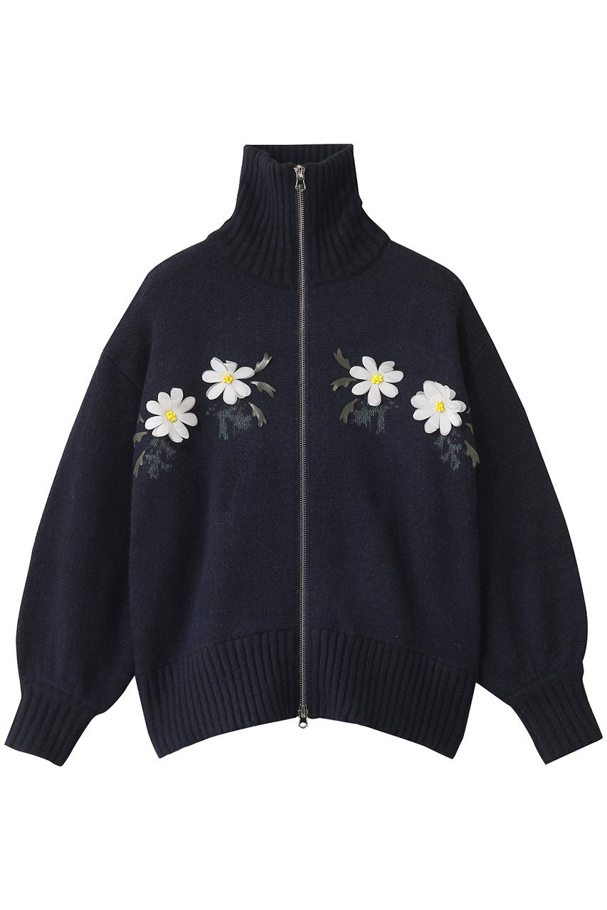 MUVEIL リスジャカードジップカーディガン (ネイビー, 38) ミュベール ELLE SHOP MUVEIL リスジャカードジップカーディガン (ネイビー, 38) ミュベール ELLE SHOP
