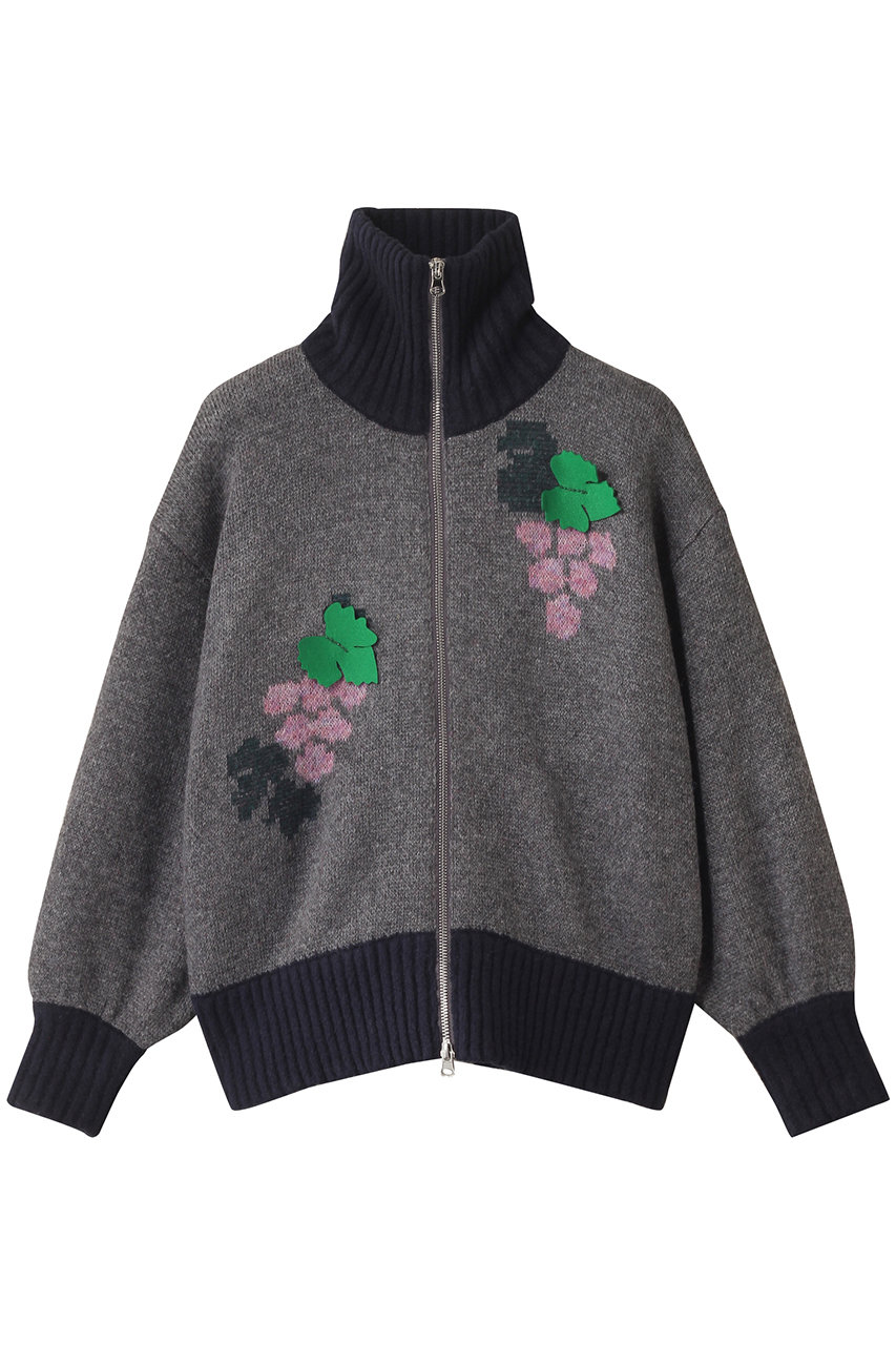 MUVEIL イヌジャカードジップカーディガン (グレー, 36) ミュベール ELLE SHOP MUVEIL イヌジャカードジップカーディガン (グレー, 36) ミュベール ELLE SHOP