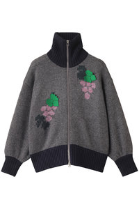 MUVEIL(ミュベール)｜リスジャカードジップカーディガン/ネイビー の