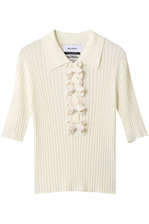 ミュベール/MUVEILのリボン付きポロプルオーバー(110300/110301)