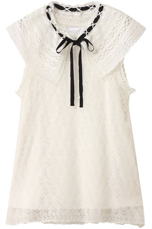 ミュベール/MUVEILのレース衿付きチュニックプルオーバー(110300/110301)