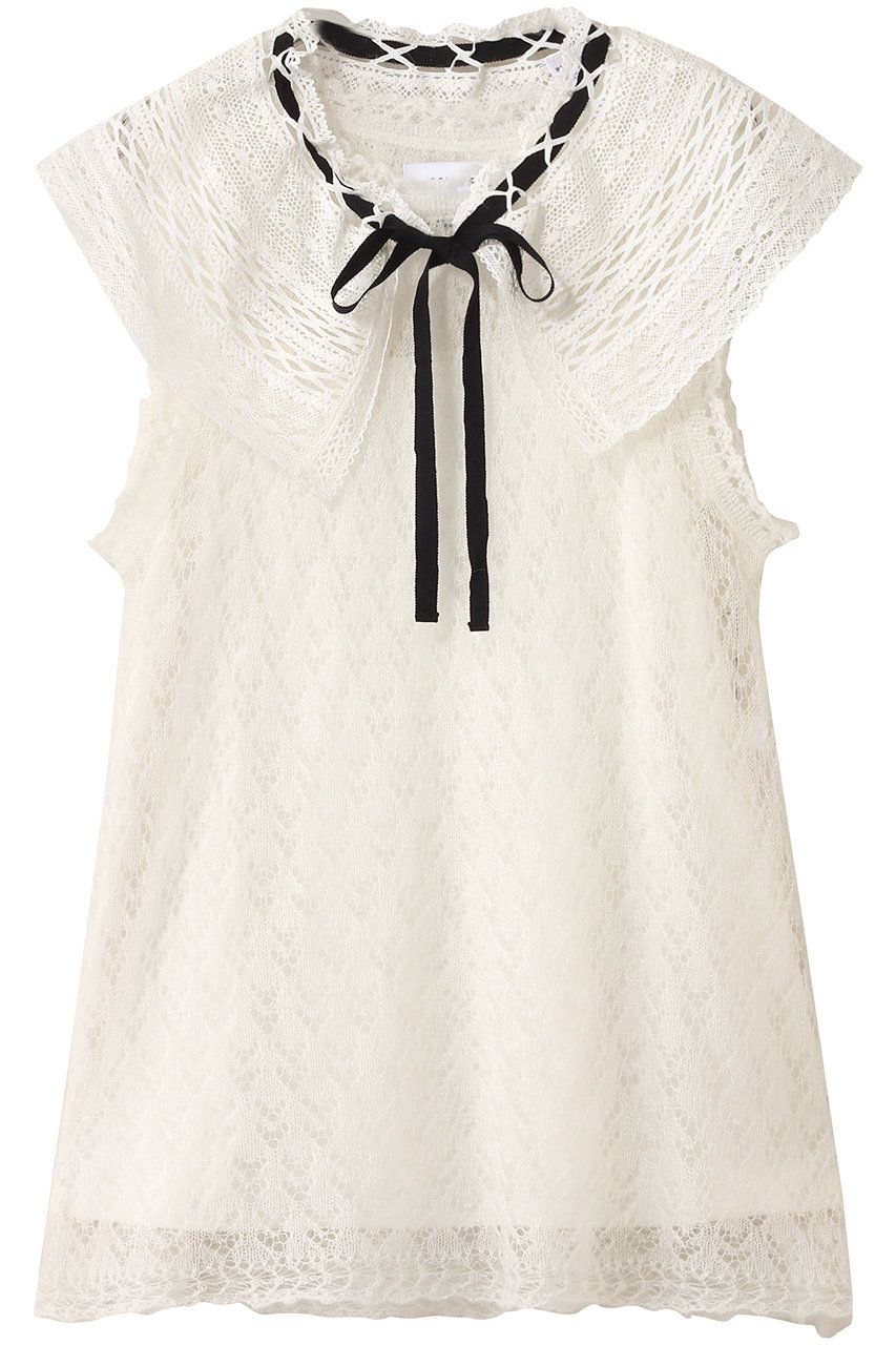 レース衿付きチュニックプルオーバー