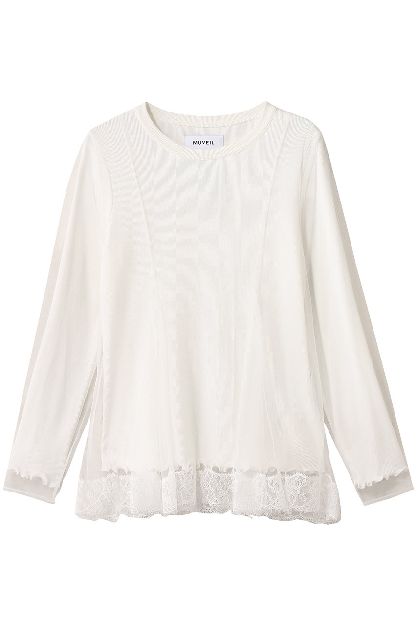 MUVEIL レースチュールフレアーカットソー (ホワイト, 38) ミュベール ELLE SHOP MUVEIL レースチュールフレアーカットソー (ホワイト, 38) ミュベール ELLE SHOP