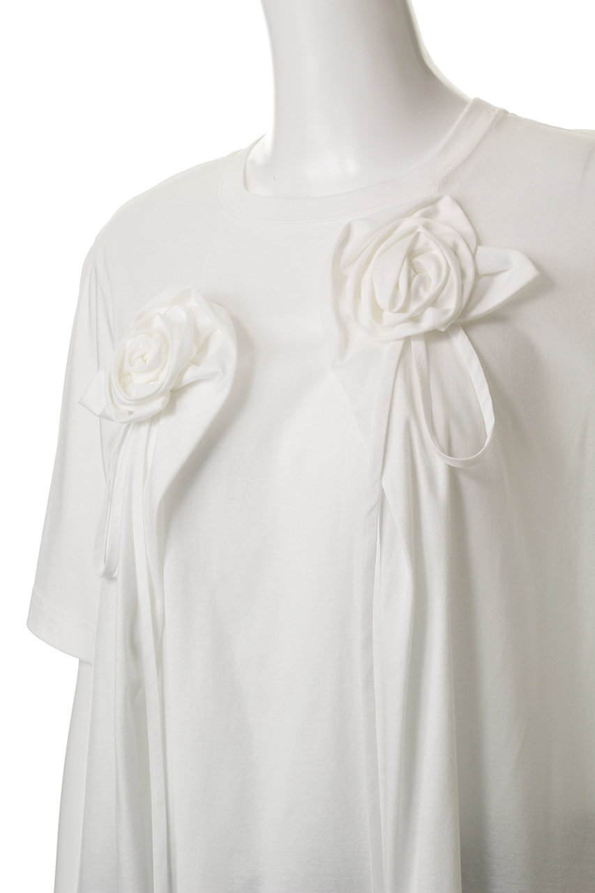 MUVEIL(ミュベール)｜ローズモチーフTシャツ/ホワイト の通販