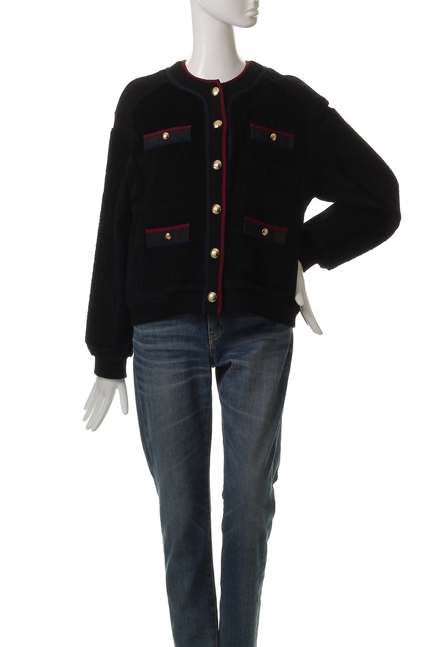 MUVEIL(ミュベール)｜裏毛ボアブルゾン/ブラック の通販