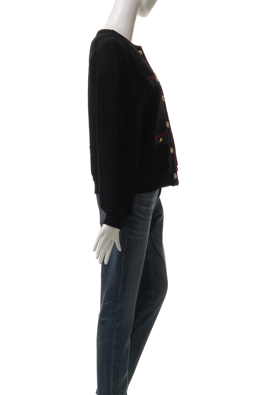 MUVEIL(ミュベール)｜裏毛ボアブルゾン/ブラック の通販