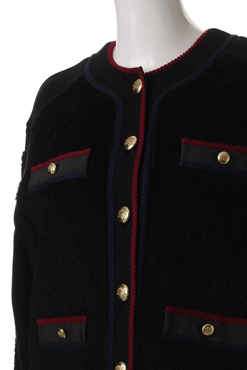 MUVEIL(ミュベール)｜裏毛ボアブルゾン/ブラック の通販