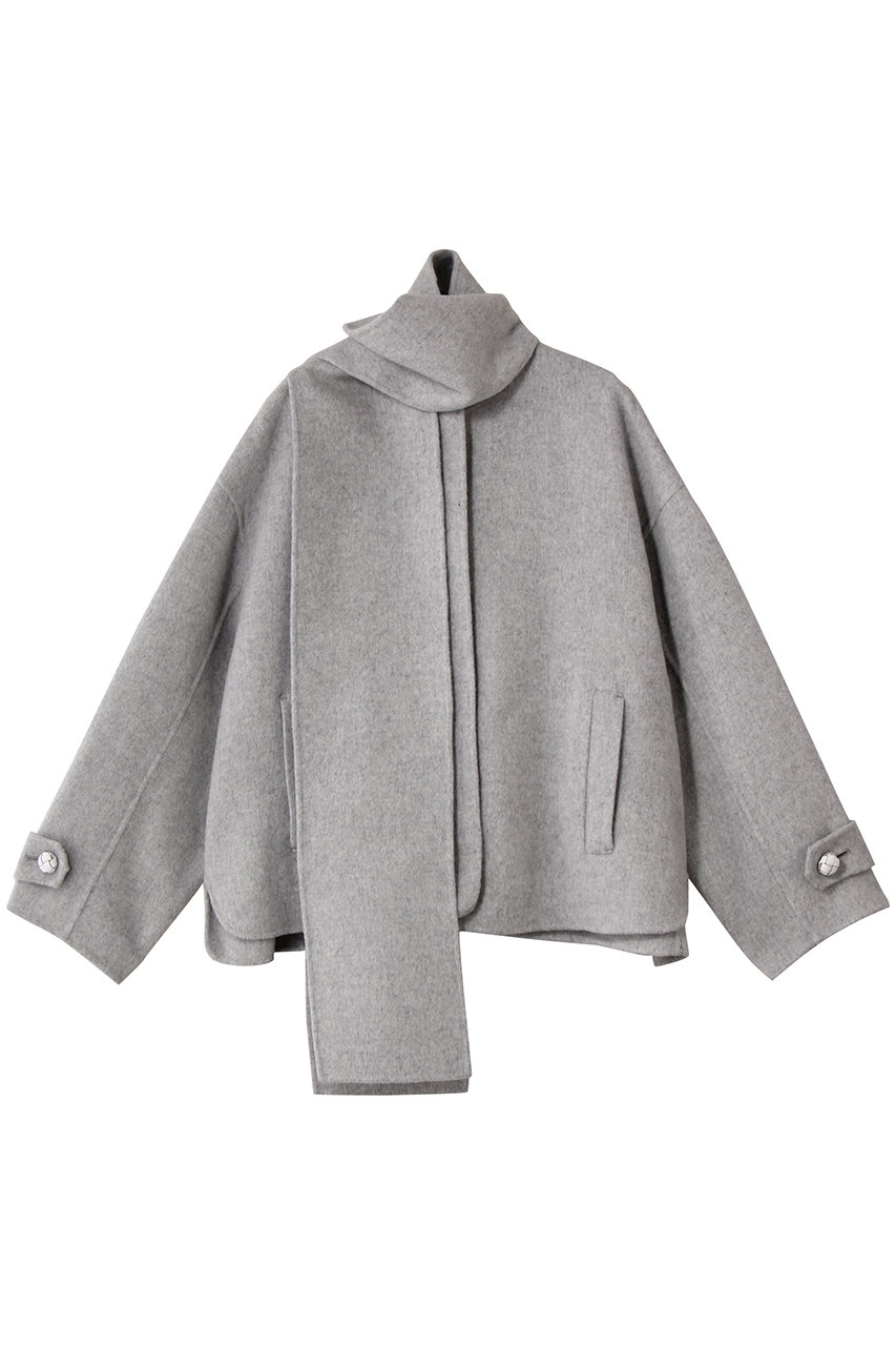 MUVEIL リバー仕立てコート (グレー, 36) ミュベール ELLE SHOP