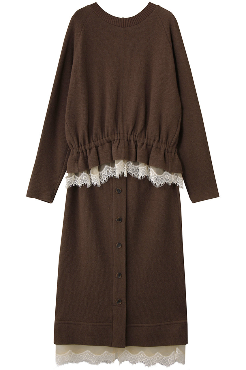 MUVEIL レースニットセットアップワンピース (ブラウン, 38) ミュベール ELLE SHOP