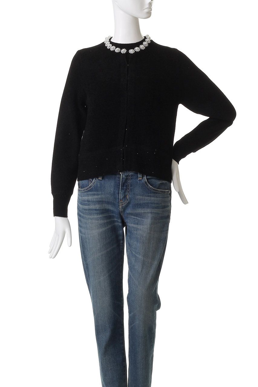 MUVEILパールつきニット MUVEIL(ミュベール)｜パールツインニット/ブラック の通販｜ELLESHOP