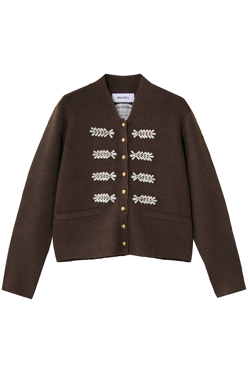 MUVEIL ナポレオンニットジャケット (ブラウン, 36) ミュベール ELLE SHOP