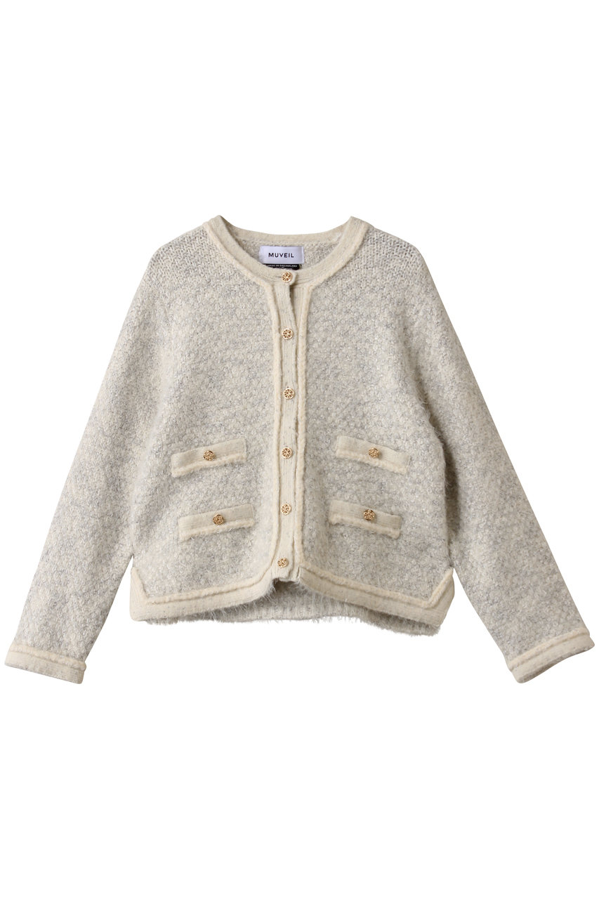 MUVEIL ウサギツイードニットジャケット (エクリュ, 38) ミュベール ELLE SHOP MUVEIL ウサギツイードニットジャケット (エクリュ, 38) ミュベール ELLE SHOP