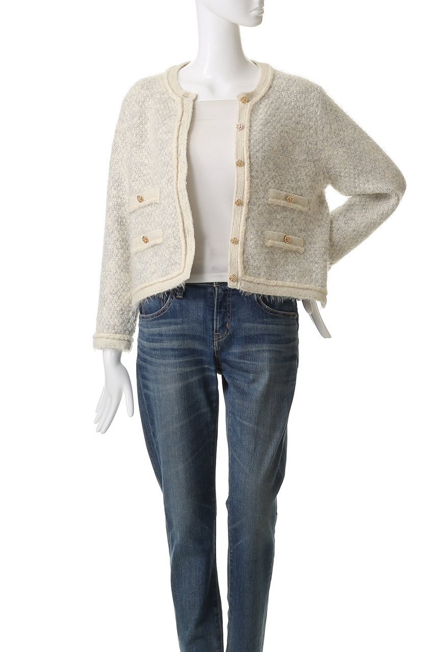 ミュベールMUVEIL 限定　ツィードニットジャケット MUVEIL(ミュベール)｜ウサギツイードニットジャケット/エクリュ の通販