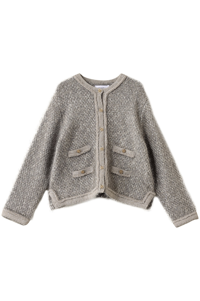 MUVEIL ウサギツイードニットジャケット (グレー, 38) ミュベール ELLE SHOP MUVEIL ウサギツイードニットジャケット (グレー, 38) ミュベール ELLE SHOP