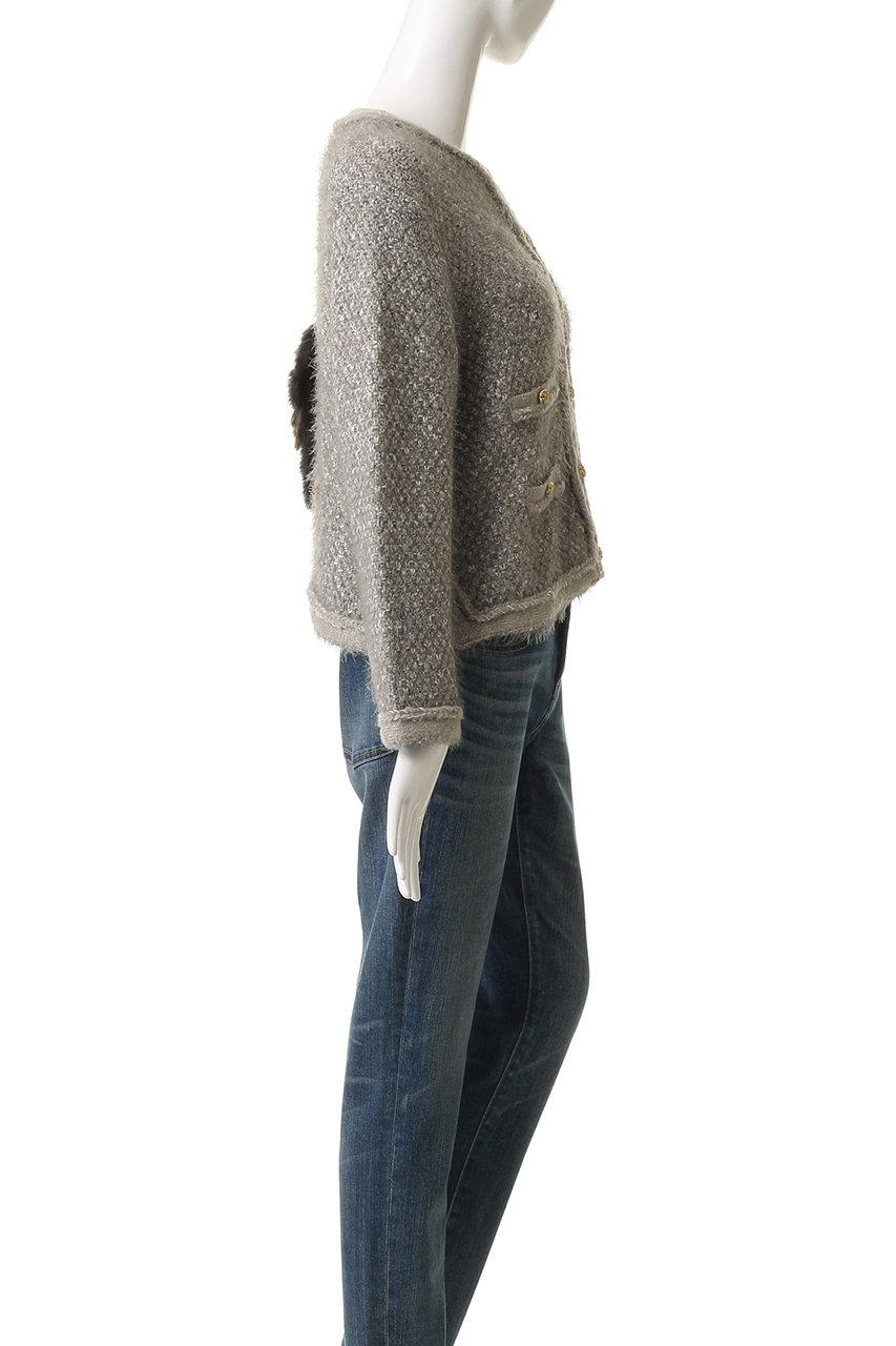 MUVEIL(ミュベール)｜ウサギツイードニットジャケット/グレー の通販