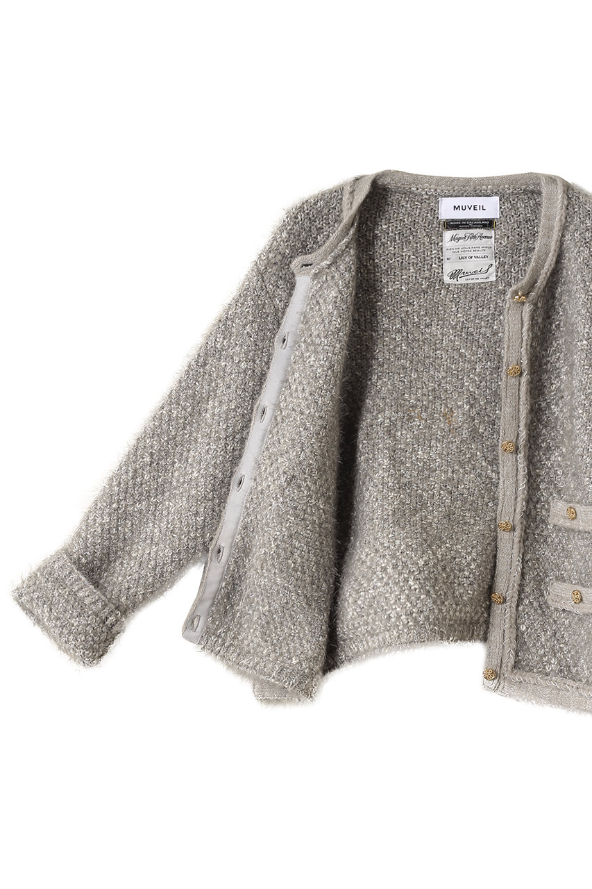 MUVEIL(ミュベール)｜ウサギツイードニットジャケット/グレー の通販