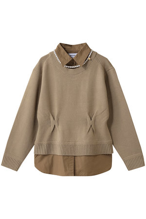 ミュベール/MUVEILのパールネックレス付きシャツニットプルオーバー(110300/110301)