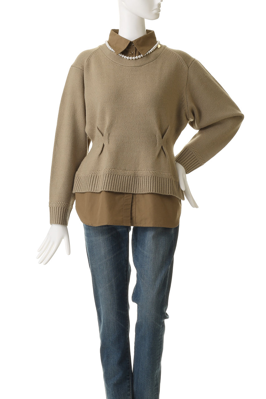 MUVEIL(ミュベール)｜パールネックレス付きシャツニットプルオーバー