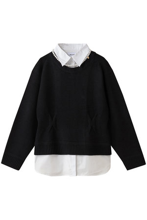 MUVEIL パール ニット プルオーバー ハーフジップ ベージュ 36 Fubail / ハーフジップニットプルオーバー