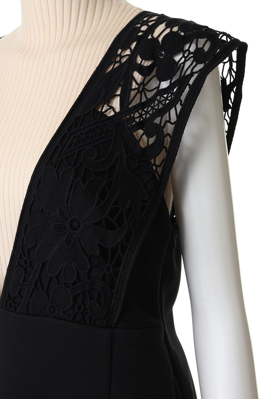 MUVEIL(ミュベール)｜レースサロペットワンピース/ブラック の通販