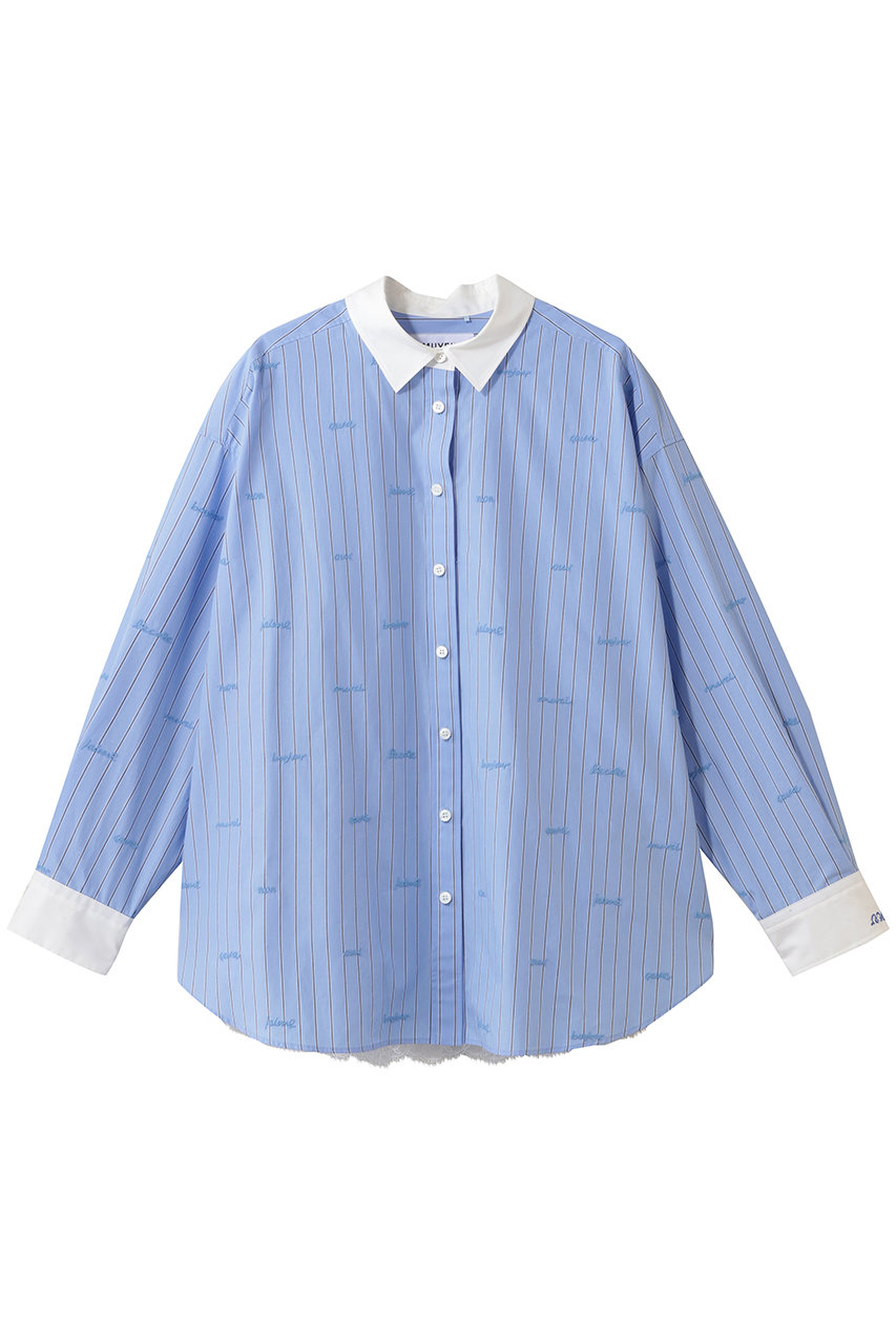 ミュベール/MUVEILのレター刺しゅうシャツブラウス(ブルー/MA254FB002)