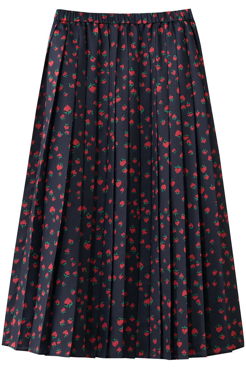 ミュベール/MUVEILのイチゴプリントプリーツスカート(ネイビー/MA254FS004)