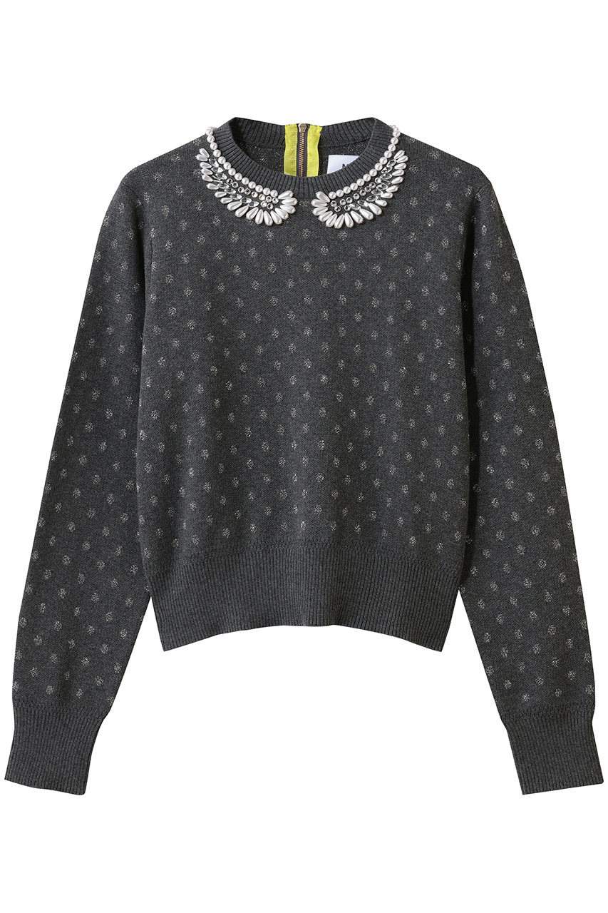 ミュベール/MUVEILのパール襟刺しゅうプルオーバー(グレー/MA254KSW001)