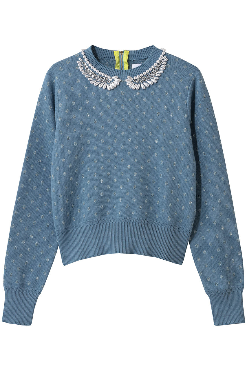 パール襟刺しゅうプルオーバー