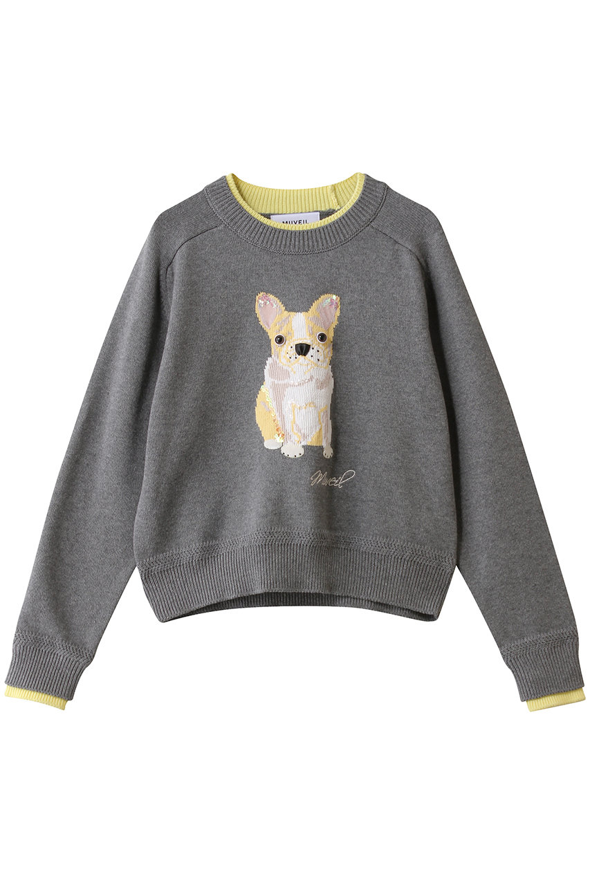 ミュベール/MUVEILのフレンチブルドッグプルオーバー(グレー/MA254KSW002)