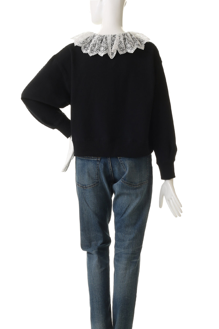 MUVEIL(ミュベール)｜レース襟付きスウェットプルオーバー/ネイビー の