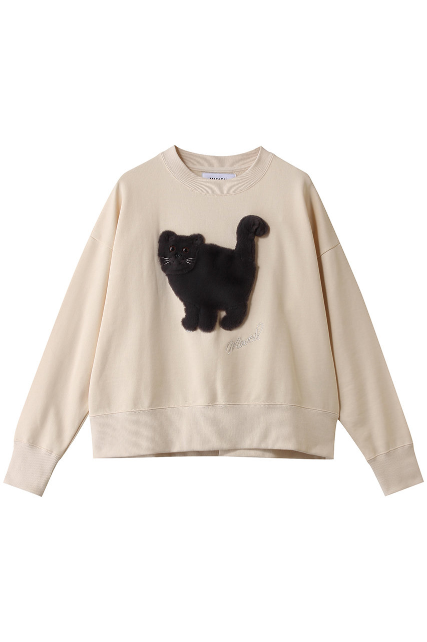 ミュベール/MUVEILのネコ裏毛裏毛プルオーバー(ベージュ/MA254UTS010)