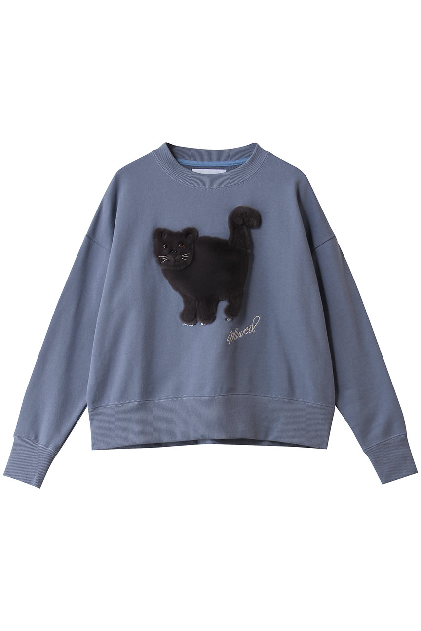 ミュベール/MUVEILのネコ裏毛裏毛プルオーバー(ブルー/MA254UTS010)