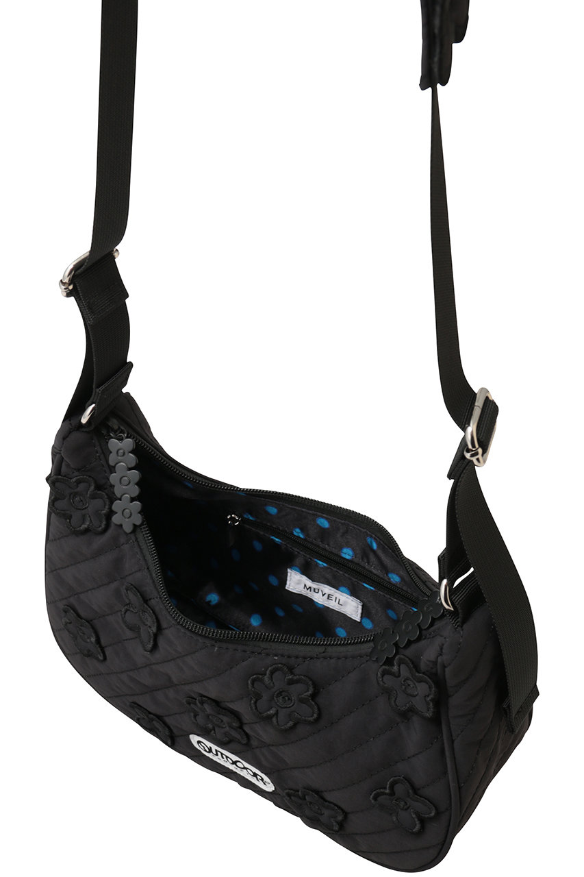 Muveil コラボOUTDOOR ブラック ボディバッグ 花モチーフ ミュベール×アウトドアプロダクツ】花刺繍のコラボバッグが最高に