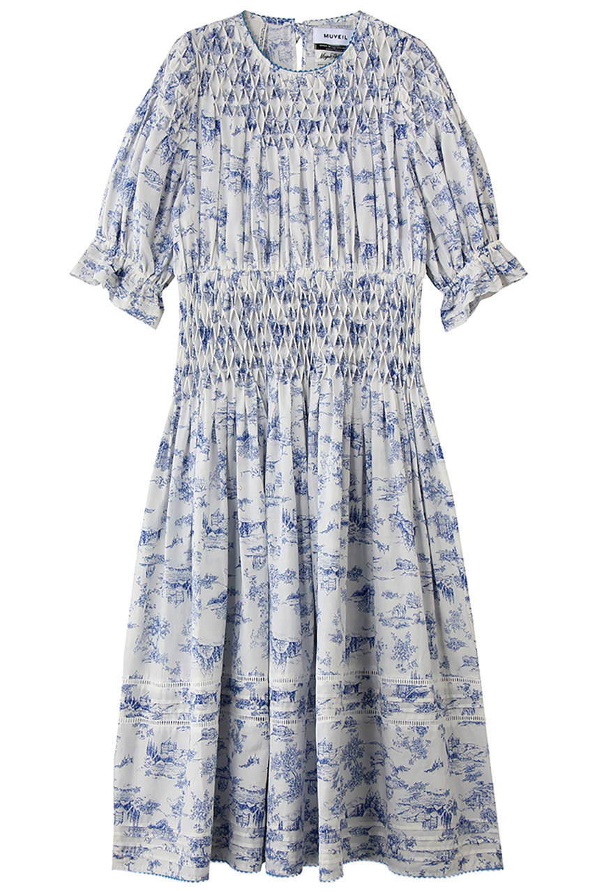 ミュベール/MUVEILのトワル ド ジュイ プリントスモッキングワンピース(ホワイト/MA261FA004)