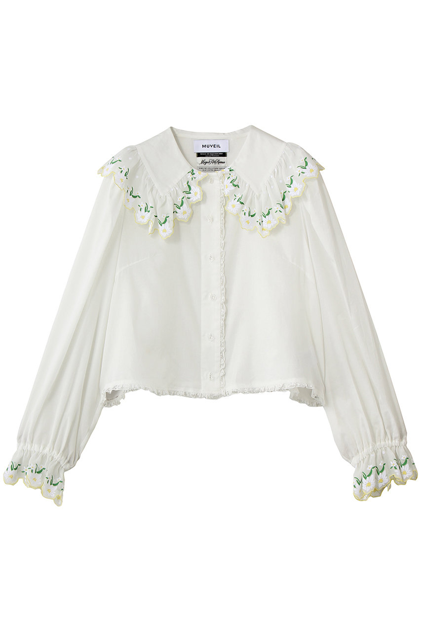 ミュベール/MUVEILのエーデルワイスプリントブラウス(ホワイト/MA261FB001)