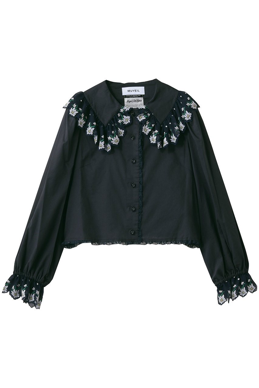 ミュベール/MUVEILのエーデルワイスプリントブラウス(ネイビー/MA261FB001)