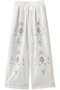 フラワー刺しゅうパンツ ミュベール/MUVEIL ホワイト