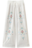 フラワー刺しゅうパンツ