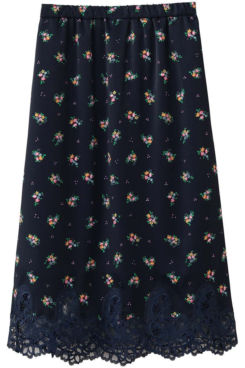 ミュベール/MUVEILのティーカップフラワープリントスカート(ネイビー/MA261FS006)