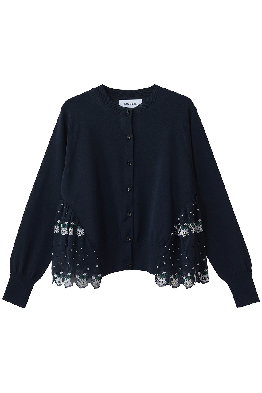 ミュベール/MUVEILのエーデルワイスプリントカーディガン(ネイビー/MA261KCD003)