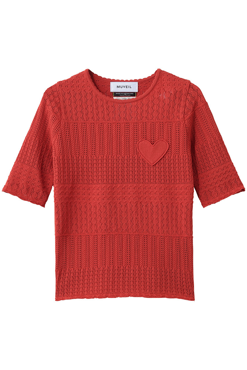 ミュベール/MUVEILの柄編みニットソー(レッド/MA261KSW004)