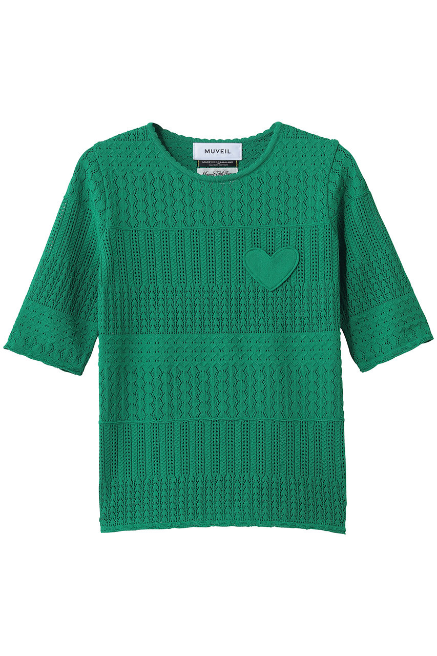 ミュベール/MUVEILの柄編みニットソー(グリーン/MA261KSW004)